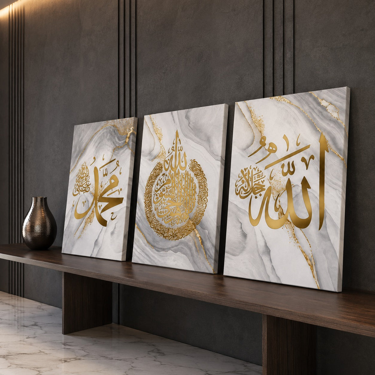طقم 3 لوحات إسلامية لتزيين جدران بيتك بذكر الله